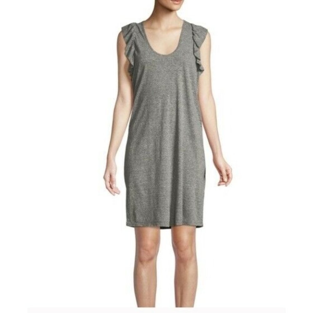 Current/Elliott The Ruffle Muscle Dress Solid Heather Grey Large Sz 3 New QQ20